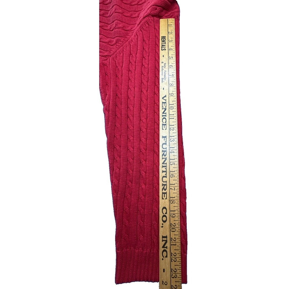 Lauren Ralph Lauren Women's Red Cotton Cable-Knit Crewneck Pullover Sweater 3X - Picture 8 of 11